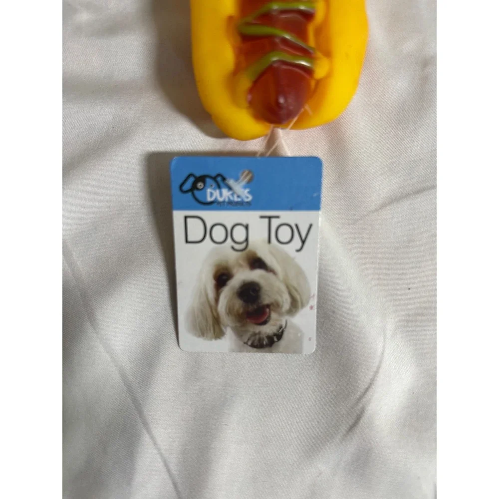 Duke's Pet Products Squeaky Hot Dog Toy Vinyl Dog Chew Toy DI238 New - Picture 5 of 5